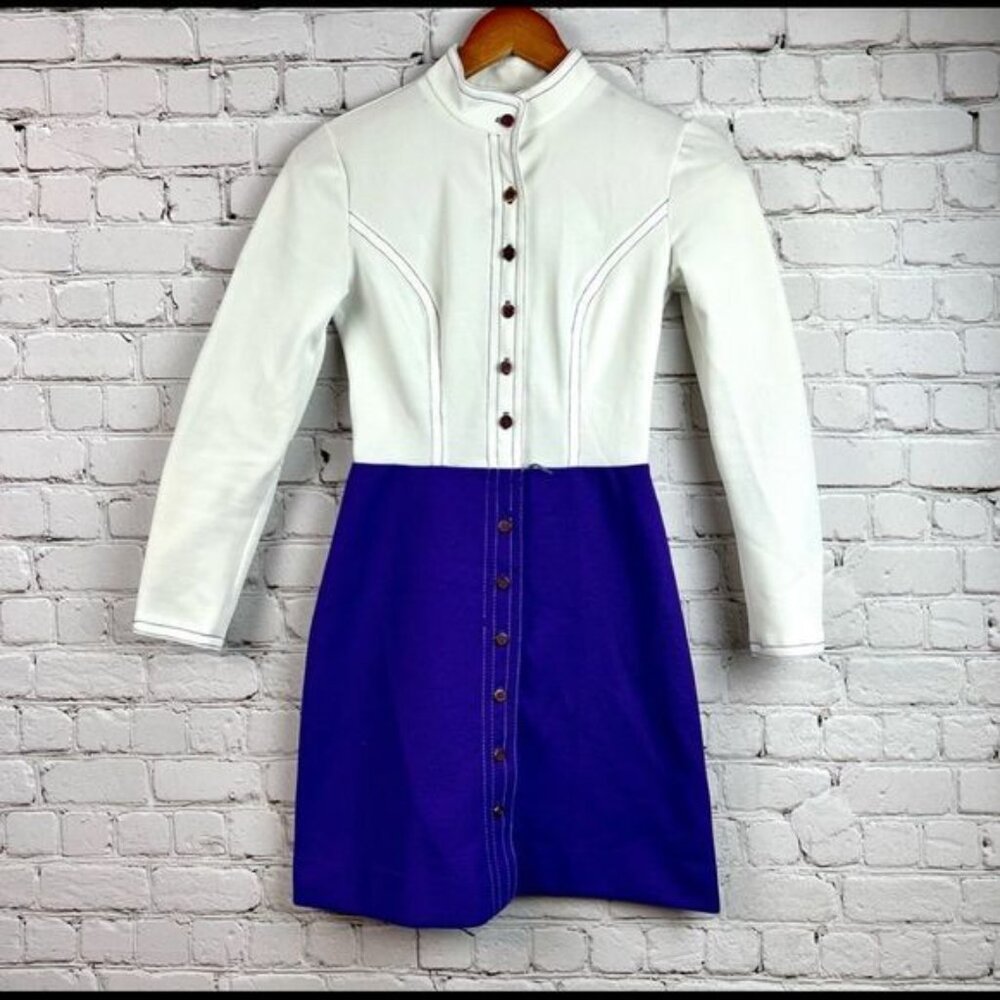 Vintage 60s Jonathan Logan Petites Long Sleeve Grape Mini Dress